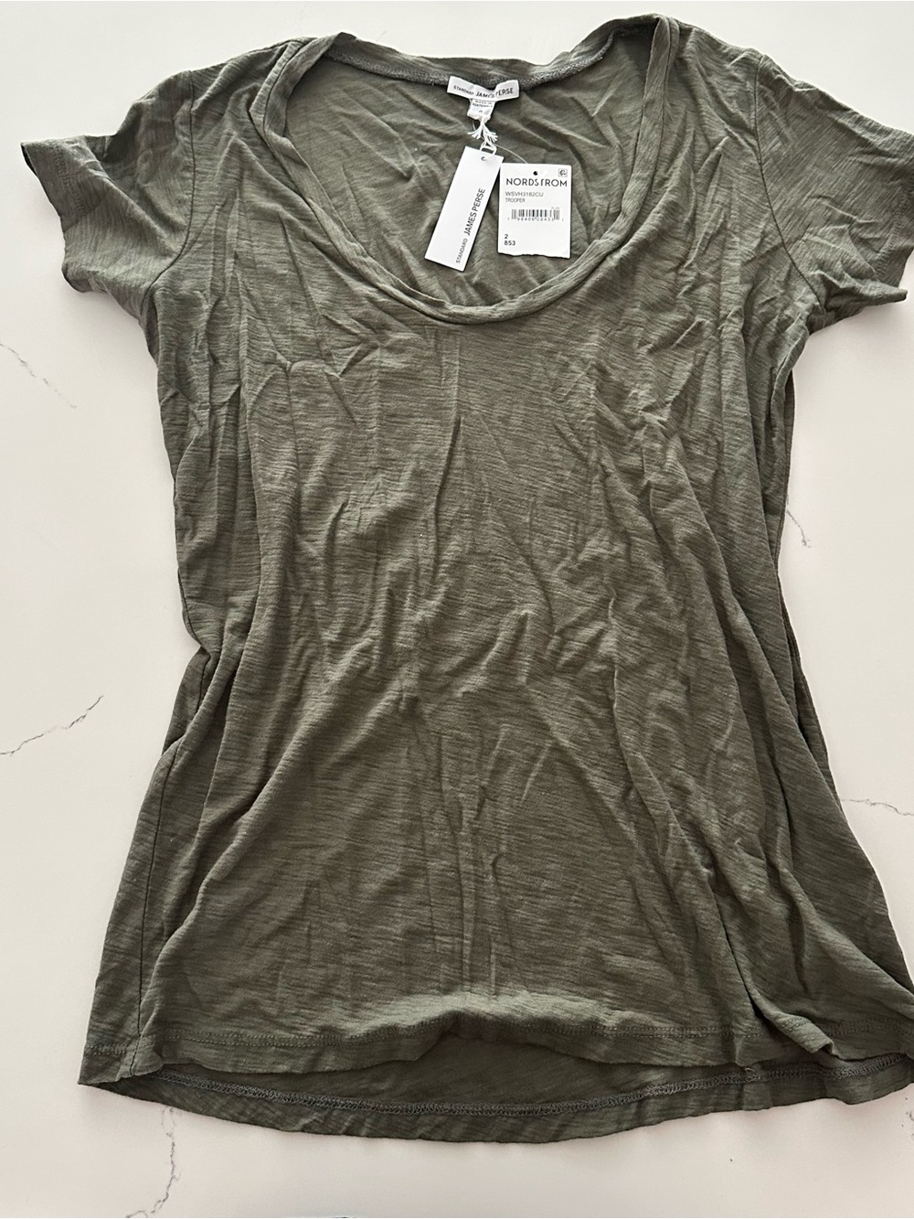 James Perse Olive Green Scoop Neck Tee